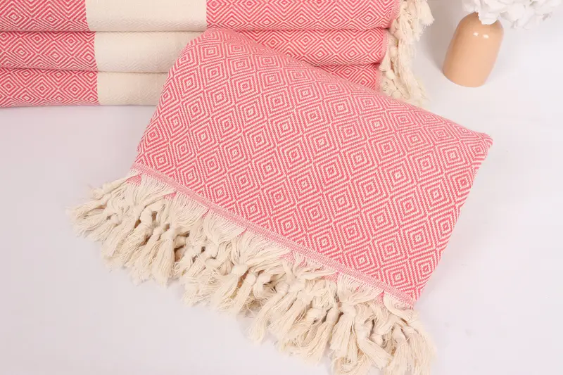 96x80 Cotton Diamond Towel, Bachelorette Gifts, Turkish Cotton Throw Blanket, Organic Throw, Bohemian Bedspread, Turkish Blanket, Wedding Favors - 4