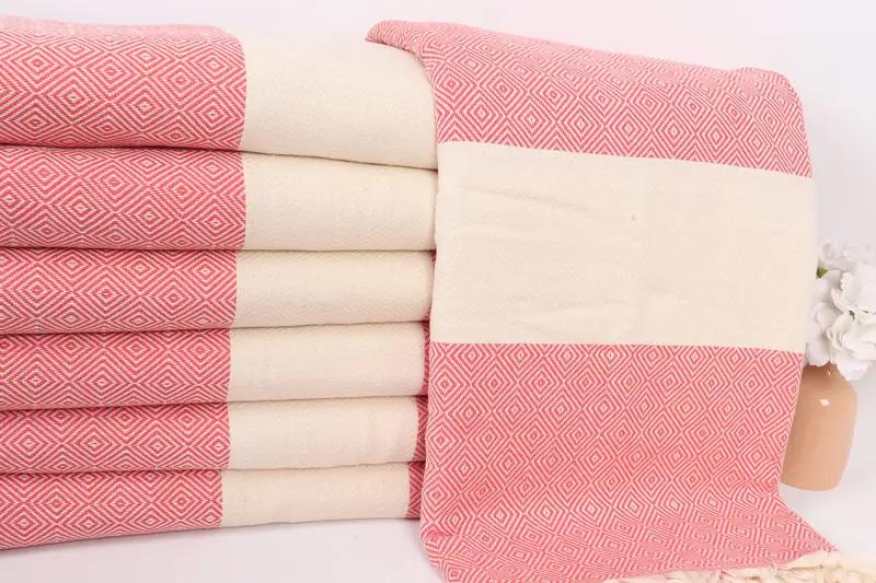 96x80 Cotton Diamond Towel, Bachelorette Gifts, Turkish Cotton Throw Blanket, Organic Throw, Bohemian Bedspread, Turkish Blanket, Wedding Favors - 2