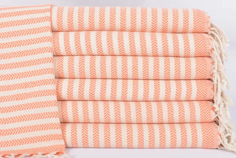 Orange Chevron Personalized Hand Towel, Organic Cotton, 40x18 Inches