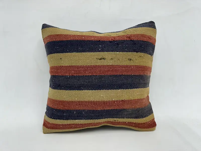 18x18 Beige Pillow Cover, Turkish Pillow, Turkish Rugs Pillow Sham, Cushion, Antique Pillows, Vintage Kilim Pillow, Armchair Pillow Sham - 1