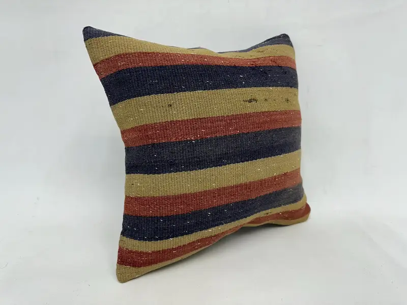 18x18 Beige Pillow Cover, Turkish Pillow, Turkish Rugs Pillow Sham, Cushion, Antique Pillows, Vintage Kilim Pillow, Armchair Pillow Sham - 3