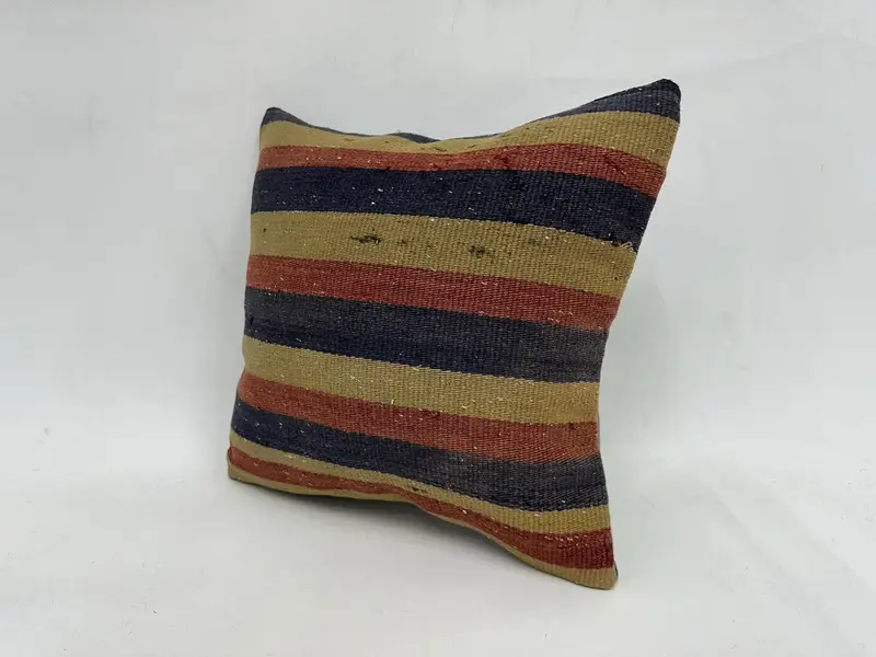 18x18 Beige Pillow Cover, Turkish Pillow, Turkish Rugs Pillow Sham, Cushion, Antique Pillows, Vintage Kilim Pillow, Armchair Pillow Sham - 4