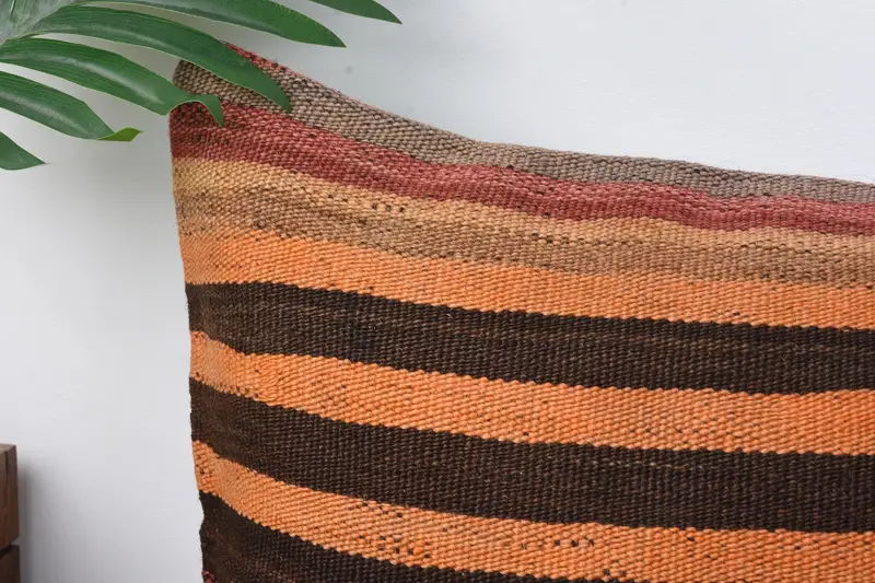 Turkish Pillow, Pillow, Morroccon Kilim Cushion Cushion, Home Decor Pillow, Patio Cushion, 12x24 Orange Cushion Case, Pillow for Couch - 2