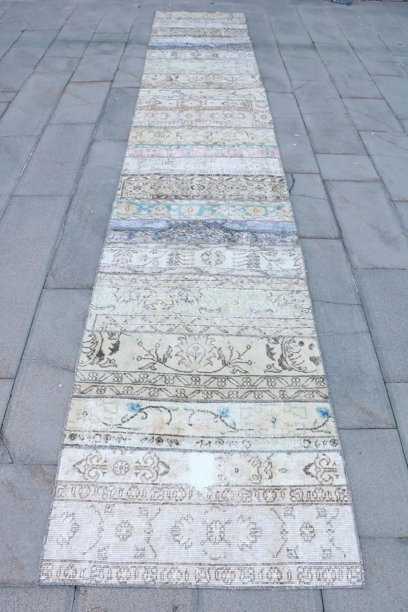 Zarif Bej İran Halısı, 2,7x15,5 ft Bej ve Kahverengi