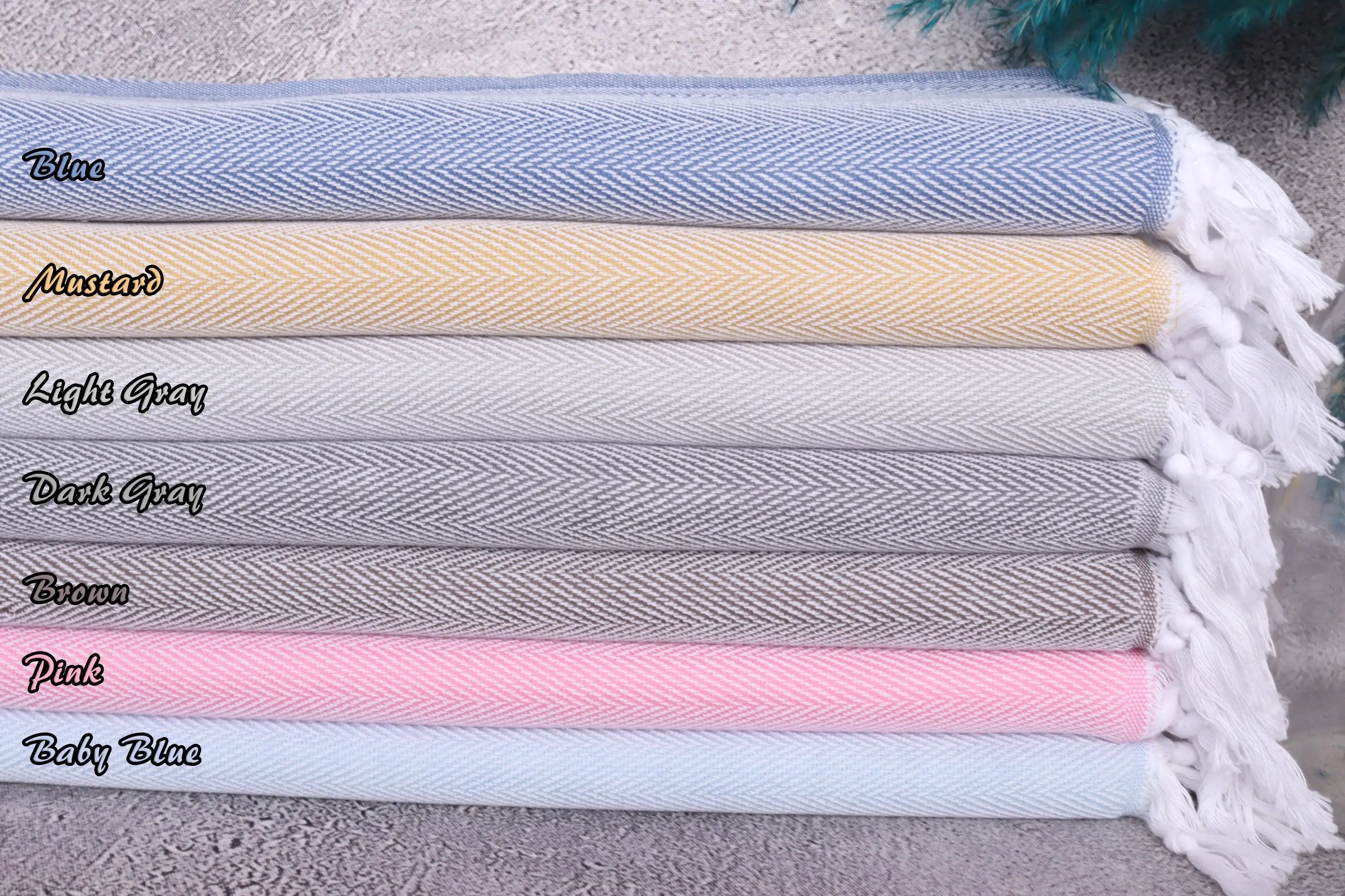 Herringbone Dish Towel Personalized Monogrammed Cotton 18x36 Inches - 1