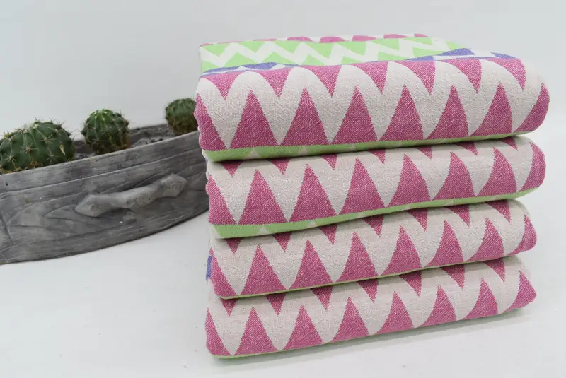 Bridesmaid Favors, Turkish towel bulk order for wedding gifts, 70x40 Cotton Zigzag Design Towel, Turkish Towel Beach, Beach towel, Custom Towel - 7