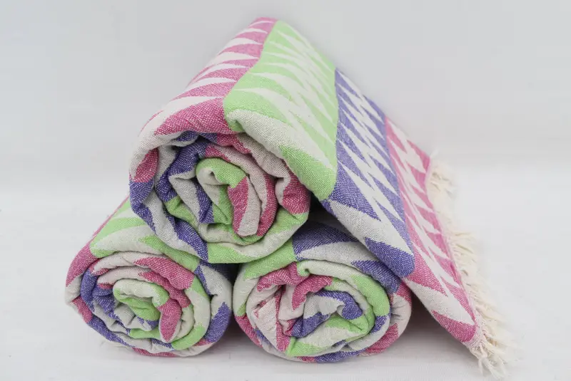 Bridesmaid Favors, Turkish towel bulk order for wedding gifts, 70x40 Cotton Zigzag Design Towel, Turkish Towel Beach, Beach towel, Custom Towel - 8