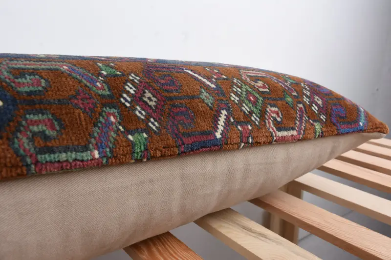 Pillow Case, Vintage Kilim Pillow, Turkish Pillow, 12x48 Red Cushion, Handmade Cushion, Vintage Kilim Throw Pillow, Handmade Pillow Sham - 7