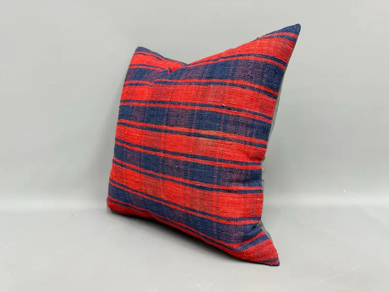 Natural Pillow, Seat Cushion, 18x18 Red Cushion, Boho Pillow Sham Cover, Gift Pillow, Vintage Kilim Throw Pillow, Pillow Cover, Colorful Pillow Case - 3