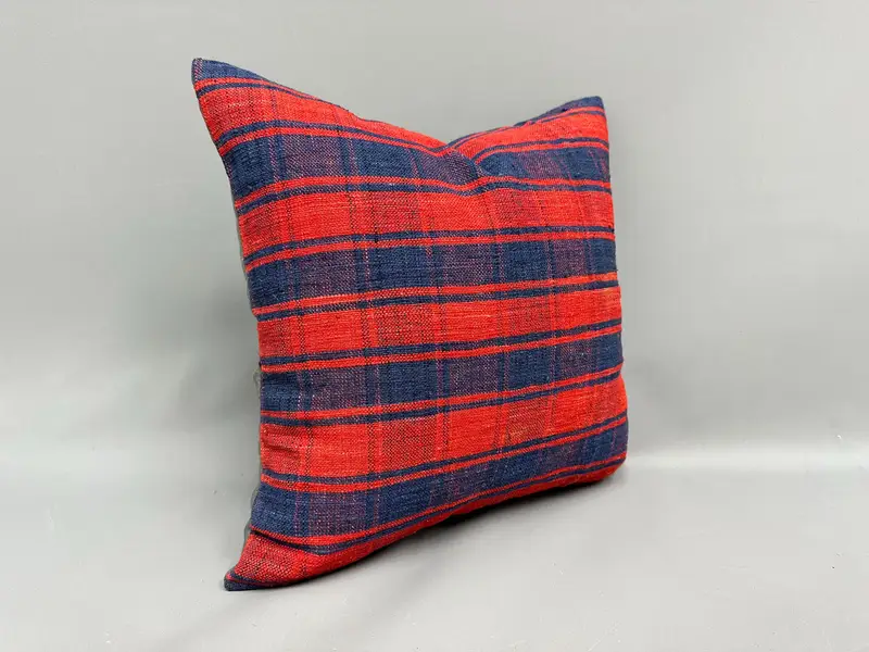 Natural Pillow, Seat Cushion, 18x18 Red Cushion, Boho Pillow Sham Cover, Gift Pillow, Vintage Kilim Throw Pillow, Pillow Cover, Colorful Pillow Case - 2