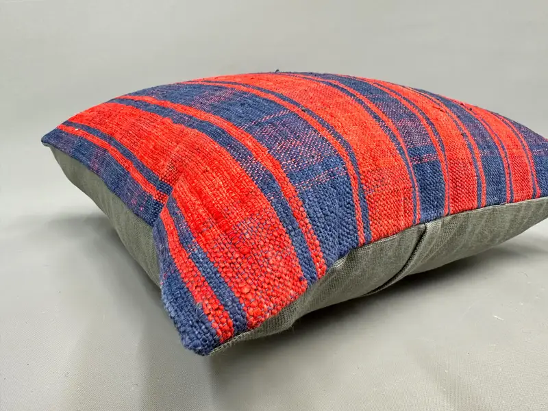 Natural Pillow, Seat Cushion, 18x18 Red Cushion, Boho Pillow Sham Cover, Gift Pillow, Vintage Kilim Throw Pillow, Pillow Cover, Colorful Pillow Case - 6