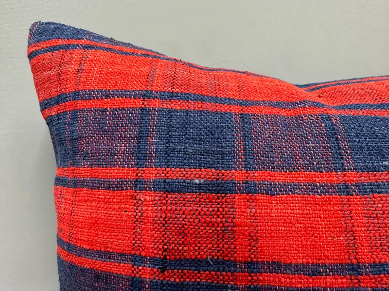 Natural Pillow, Seat Cushion, 18x18 Red Cushion, Boho Pillow Sham Cover, Gift Pillow, Vintage Kilim Throw Pillow, Pillow Cover, Colorful Pillow Case - 5