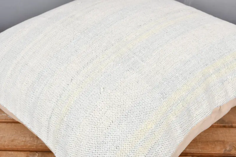 18x18 White Pillow, Turkish Kilim Pillow, Pillow Sham, Handmade Kilim Cushion, Handmade Throw Pillow Cover, Ethnical Kilim Rug Pillow - 3