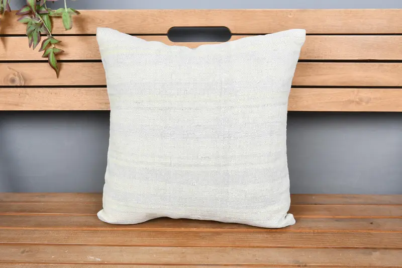 18x18 White Pillow, Turkish Kilim Pillow, Pillow Sham, Handmade Kilim Cushion, Handmade Throw Pillow Cover, Ethnical Kilim Rug Pillow - 6