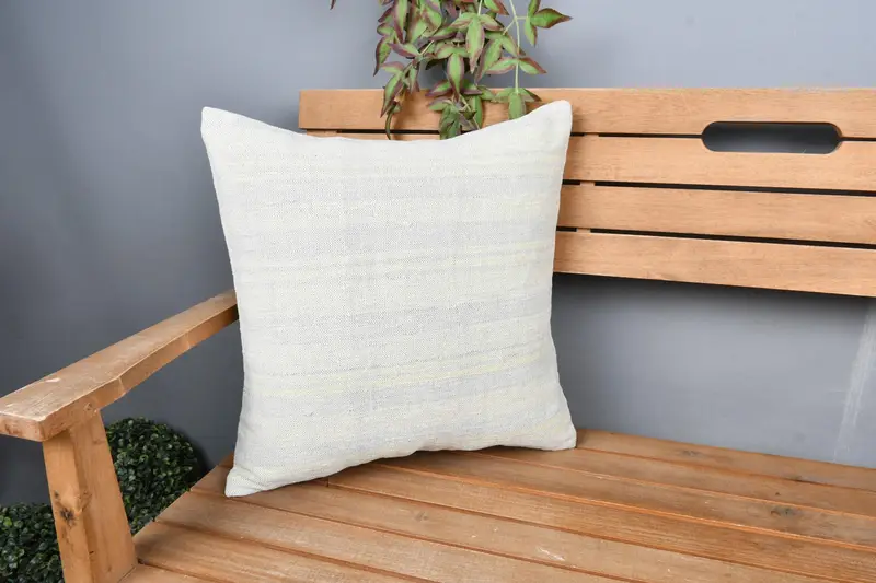 18x18 White Pillow, Turkish Kilim Pillow, Pillow Sham, Handmade Kilim Cushion, Handmade Throw Pillow Cover, Ethnical Kilim Rug Pillow - 1