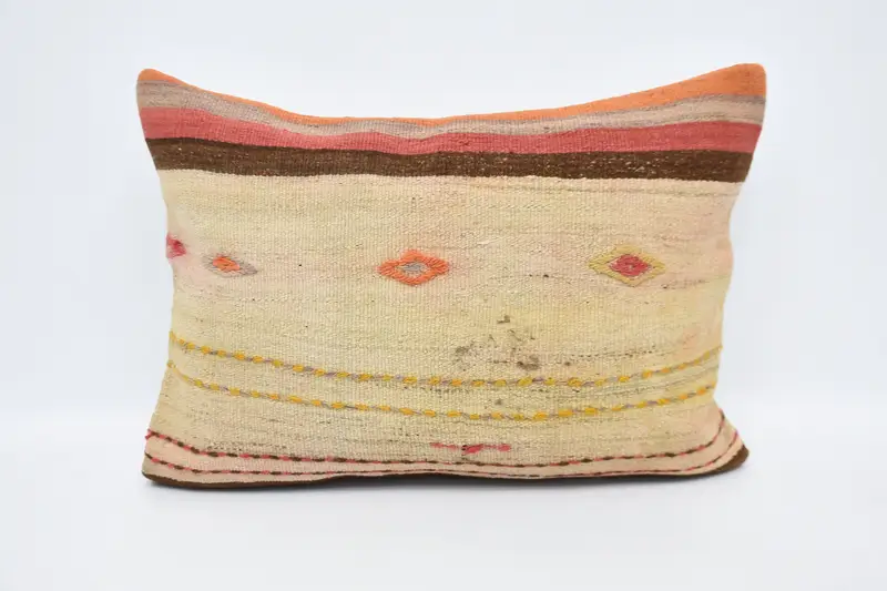 Wool Southwestern Vintage Pillow Sham, Holiday Gift Beige Antique Pillow Cover - 1