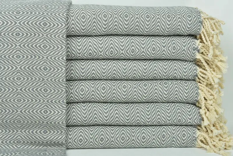 Custom Wedding Gift, Turkish Towel Set, 70x40 Cotton Zigzag Diamond Towel, Absorbent Turkish towel, Wedding Gift, Wedding Shower Gift, Organic Towel - 1