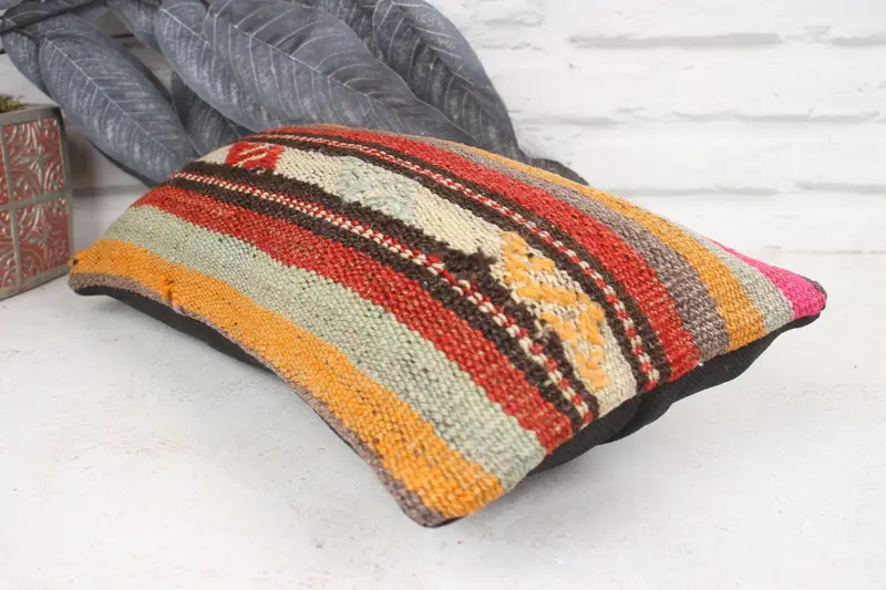 Southwestern Cushion Cover, Turkish Pillow, 8x16 Pink Pillow, Cushion Case, Vintage Kilim Pillow, Designer Throw Cushion Cover, Kilim Pillow Cover - 6