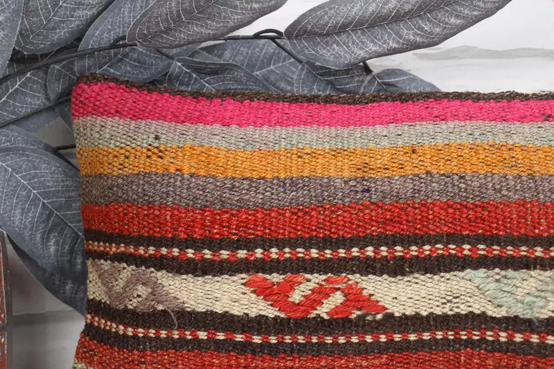 Southwestern Cushion Cover, Turkish Pillow, 8x16 Pink Pillow, Cushion Case, Vintage Kilim Pillow, Designer Throw Cushion Cover, Kilim Pillow Cover - 2