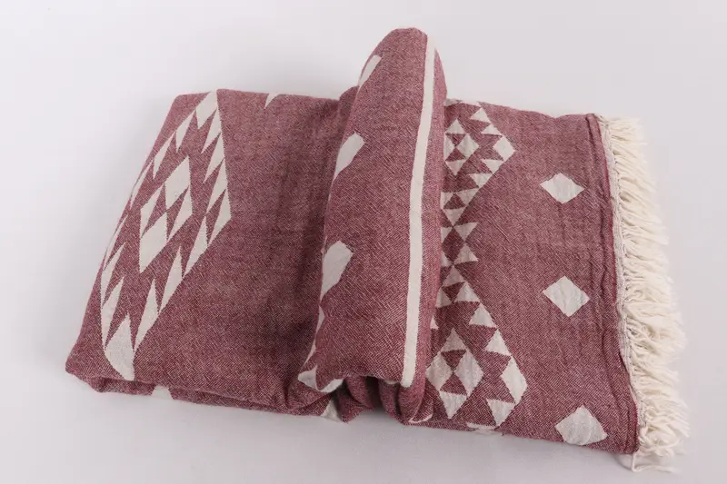 70x60 Cotton Geometric Towel, Employee Gifts, Thanksgiving Tablecloth, Throw Blanket, Woven Blanket, Organic Throw, Decorative Blanket - 6