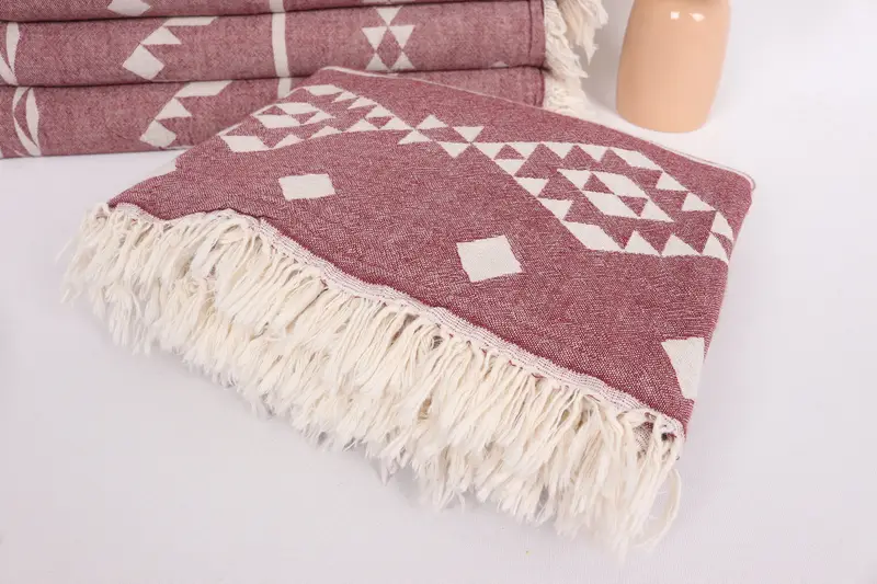 70x60 Cotton Geometric Towel, Employee Gifts, Thanksgiving Tablecloth, Throw Blanket, Woven Blanket, Organic Throw, Decorative Blanket - 5