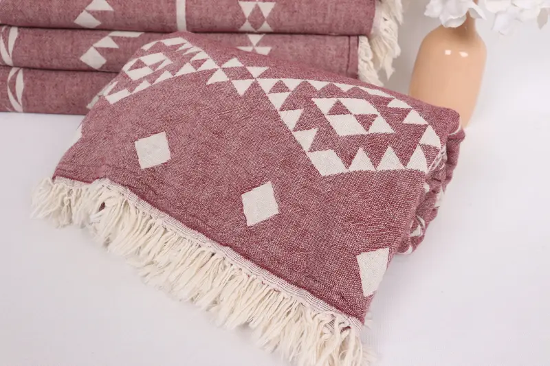 70x60 Cotton Geometric Towel, Employee Gifts, Thanksgiving Tablecloth, Throw Blanket, Woven Blanket, Organic Throw, Decorative Blanket - 4