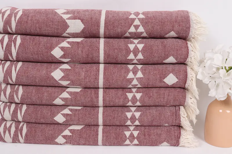 70x60 Cotton Geometric Towel, Employee Gifts, Thanksgiving Tablecloth, Throw Blanket, Woven Blanket, Organic Throw, Decorative Blanket - 3