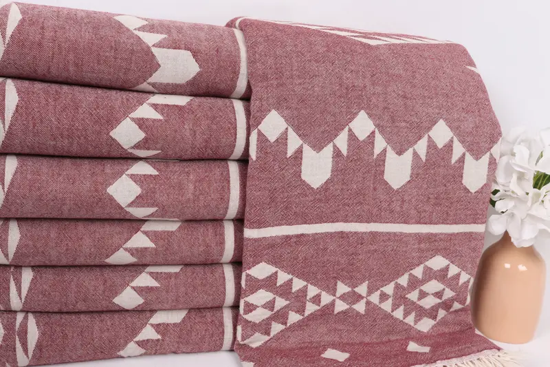 70x60 Cotton Geometric Towel, Employee Gifts, Thanksgiving Tablecloth, Throw Blanket, Woven Blanket, Organic Throw, Decorative Blanket - 2