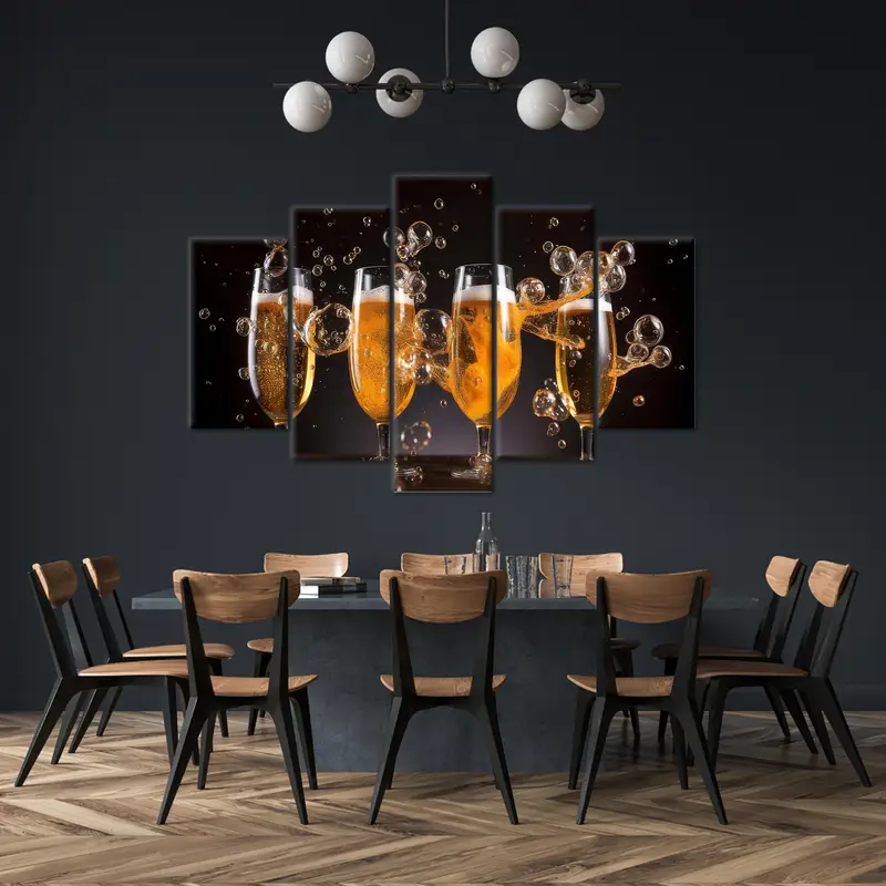 Champagne Art, Pub Wall Art, Beer Canvas Art, Kitchen Wall Decor, Modern Canvas Art, Home Decor Wall Art, Kitchen Canvas Art, Modern Art - 5