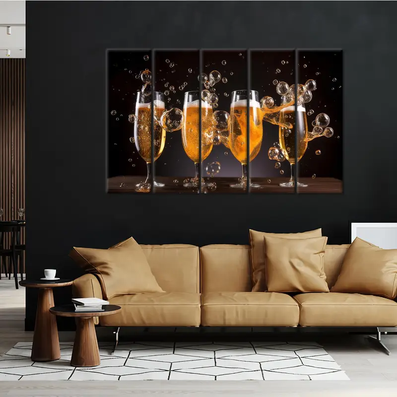 Champagne Art, Pub Wall Art, Beer Canvas Art, Kitchen Wall Decor, Modern Canvas Art, Home Decor Wall Art, Kitchen Canvas Art, Modern Art - 4