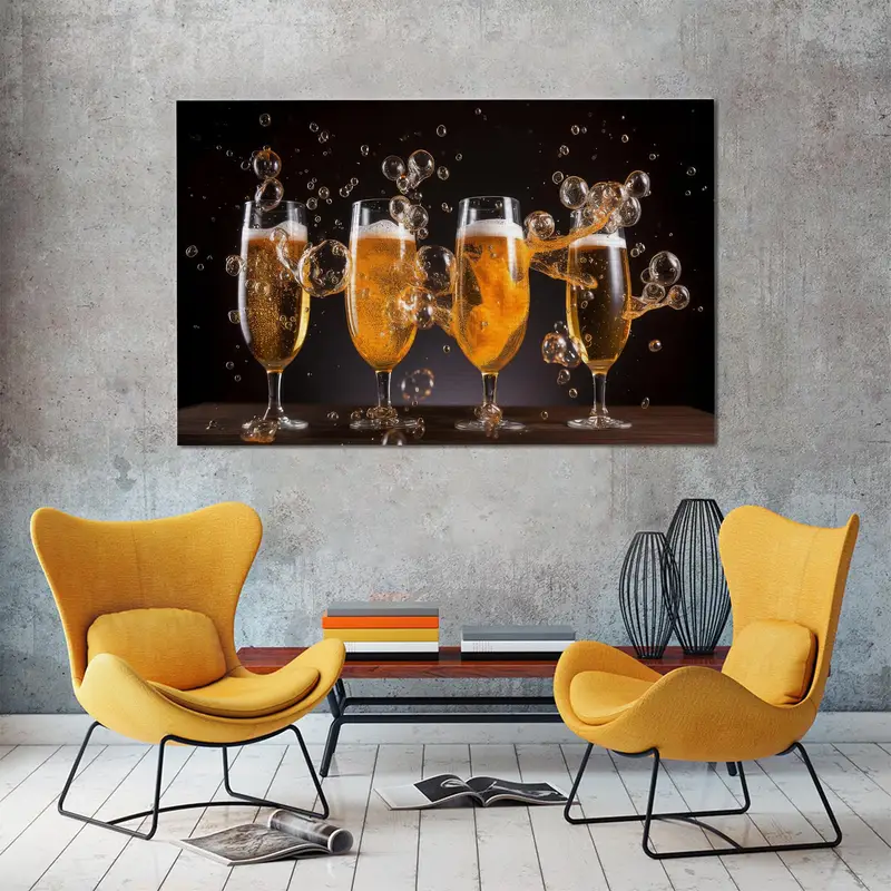 Champagne Art, Pub Wall Art, Beer Canvas Art, Kitchen Wall Decor, Modern Canvas Art, Home Decor Wall Art, Kitchen Canvas Art, Modern Art - 1