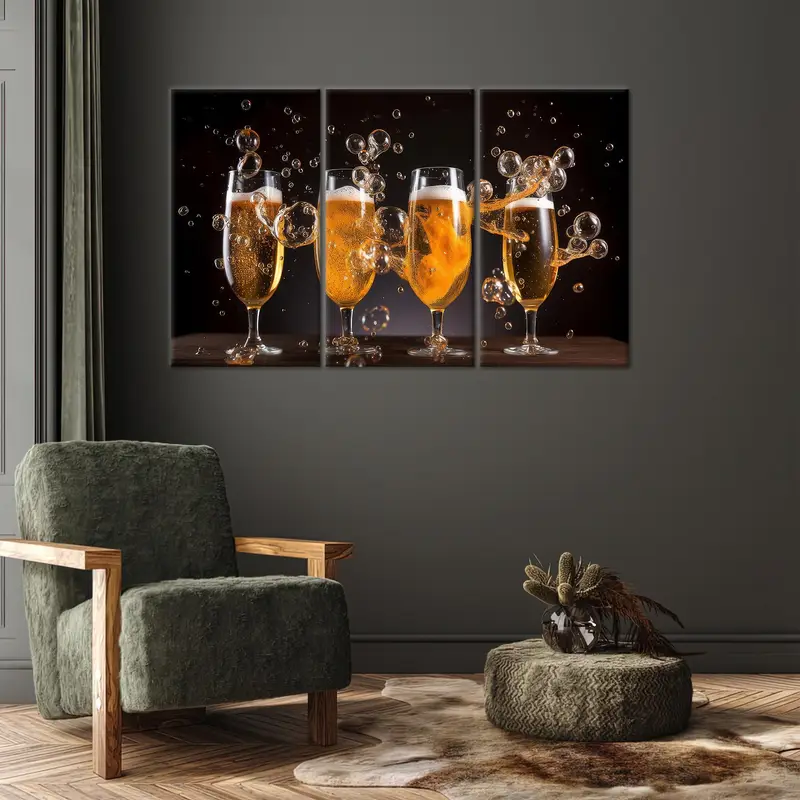 Champagne Art, Pub Wall Art, Beer Canvas Art, Kitchen Wall Decor, Modern Canvas Art, Home Decor Wall Art, Kitchen Canvas Art, Modern Art - 2