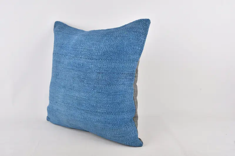 24x24 Blue Cushion Cover, Cushion Cover, Vintage Kilim Throw Pillow, Home Decor Pillow, Gift Pillow, Chair Pillow Sham, Handmade Throw Pillow - 3