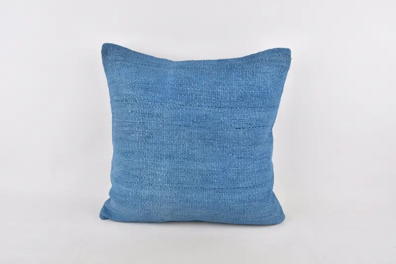 24x24 Blue Cushion Cover, Cushion Cover, Vintage Kilim Throw Pillow, Home Decor Pillow, Gift Pillow, Chair Pillow Sham, Handmade Throw Pillow - 1