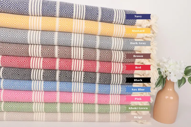 Housewarming Gift, Bachelor Party Gifts, Custom Wedding Gift, Organic cotton Turkish peshtemal towel, 70x38 Cotton Diamond Towel, Wedding Favors - 1