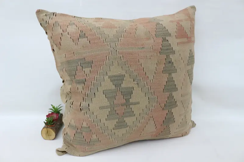 Hippie Throw Cushion, Outdoor Patio Cushion, Pillow, Pillow for Couch, Interior Designer Pillow, Handmade Kilim Cushion, 32x32 Beige Pillow Case - 3
