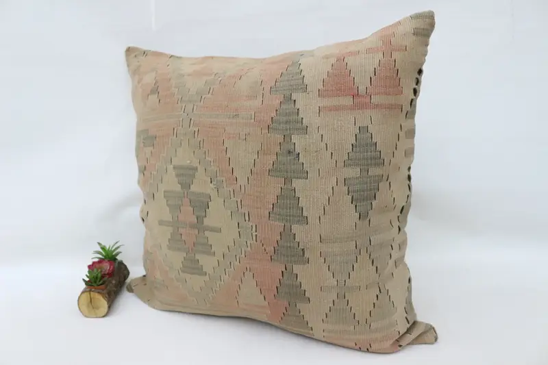 Hippie Throw Cushion, Outdoor Patio Cushion, Pillow, Pillow for Couch, Interior Designer Pillow, Handmade Kilim Cushion, 32x32 Beige Pillow Case - 5