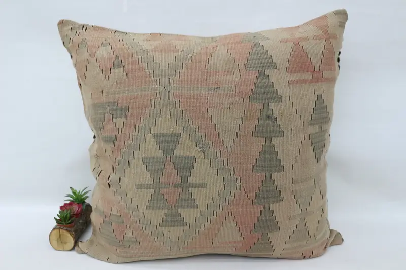 Hippie Throw Cushion, Outdoor Patio Cushion, Pillow, Pillow for Couch, Interior Designer Pillow, Handmade Kilim Cushion, 32x32 Beige Pillow Case - 1