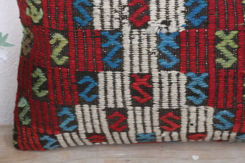 Handwoven Pillow Cover Pillow Cover, 12x20 Blue Pillow Cover, Pillow for Couch, Kilim Pillow Cover, Pillow Case, Throw Kilim Pillow - 3