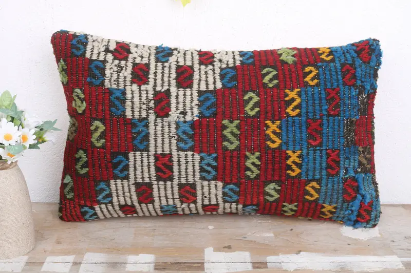 Handwoven Pillow Cover Pillow Cover, 12x20 Blue Pillow Cover, Pillow for Couch, Kilim Pillow Cover, Pillow Case, Throw Kilim Pillow - 2