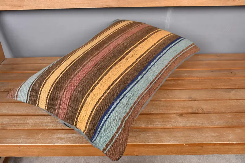 Home Decor Pillow, Vintage Kilim Pillow, 16x24 Yellow Pillow Sham, Accent Pillow Sham, Vintage Throw Cushion Case, Pillow Cover, Kilim Pillow - 2