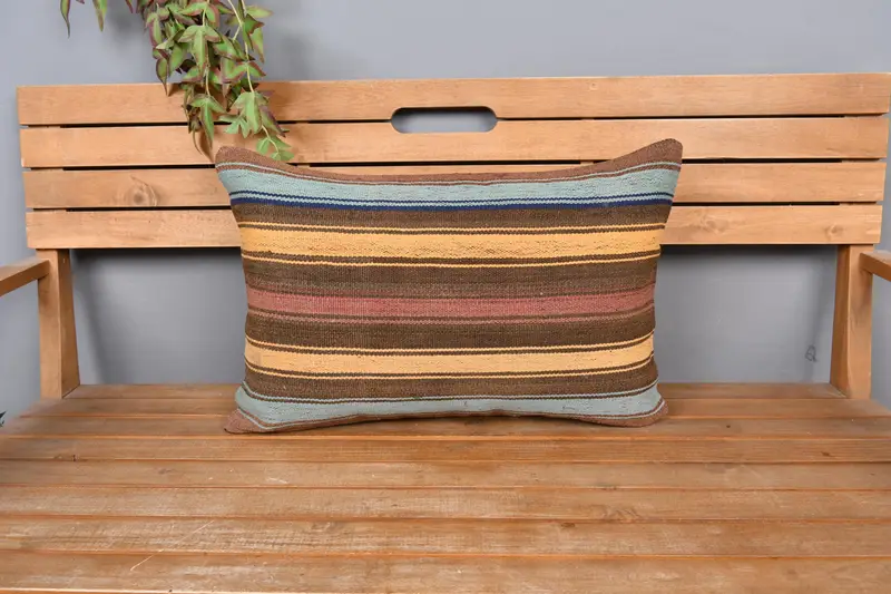 Home Decor Pillow, Vintage Kilim Pillow, 16x24 Yellow Pillow Sham, Accent Pillow Sham, Vintage Throw Cushion Case, Pillow Cover, Kilim Pillow - 6
