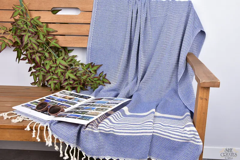 Embroidered Towel, Lightweight towel, Bridal Gifts, Scarf Towel, Lightweight Turkish towel, Girls Weekend Getaways Gifts, 70x40 Cotton Striped Towel - 3