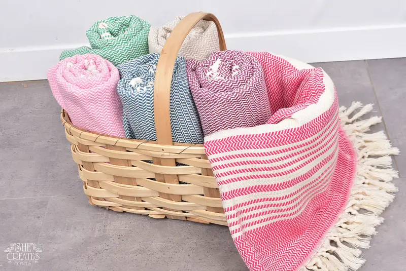 Embroidered Towel, Lightweight towel, Bridal Gifts, Scarf Towel, Lightweight Turkish towel, Girls Weekend Getaways Gifts, 70x40 Cotton Striped Towel - 7