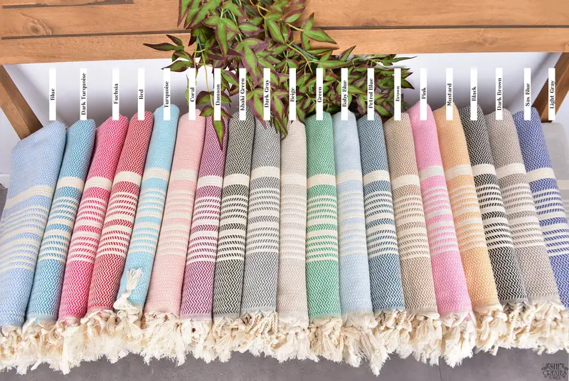 Embroidered Towel, Lightweight towel, Bridal Gifts, Scarf Towel, Lightweight Turkish towel, Girls Weekend Getaways Gifts, 70x40 Cotton Striped Towel - 2