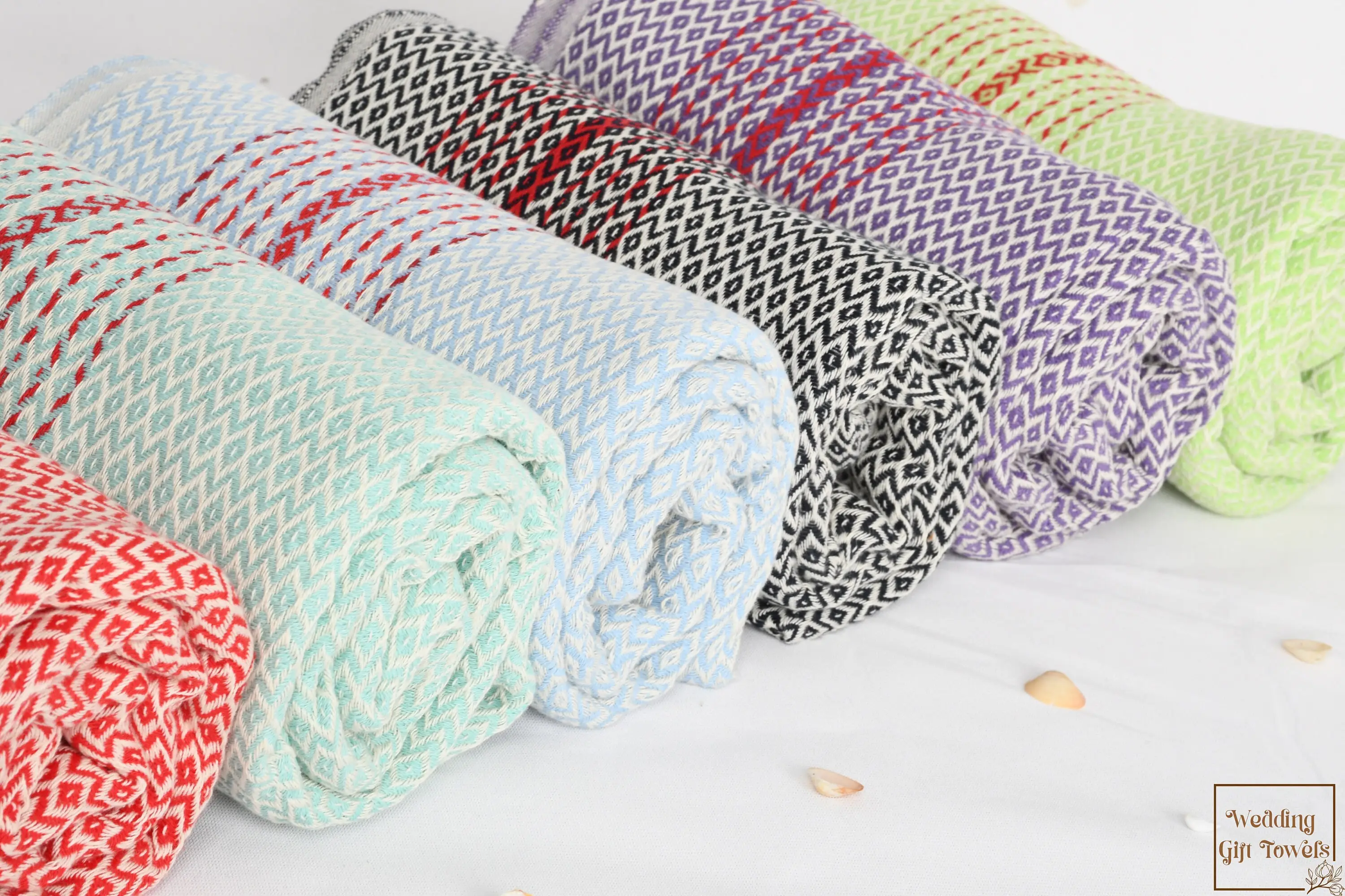 Cotton Diamond Towel Wedding Gift Beige, Beach Towel 70x40 Inches - 1