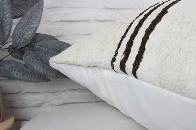 24x24 White Cushion Case, Decorative Throw Pillow, Turkish Kilim Pillow, Yoga Pillow Sham, Ethnical Kilim Rug Pillow, Kilim Pillow, Cushion Cover - 8