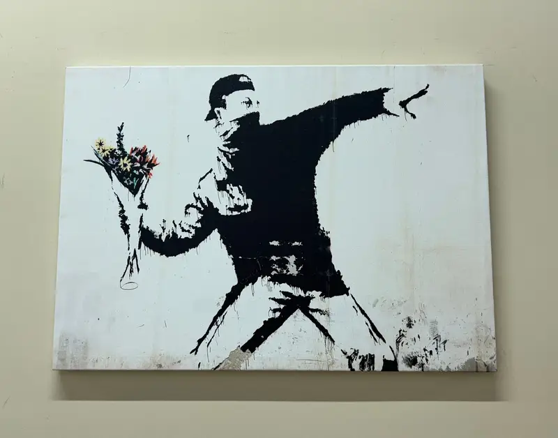 コンテンポラリー バンクシー フラワー モロトフ キャンバス プリント - アナーキー グラフィティ アート
