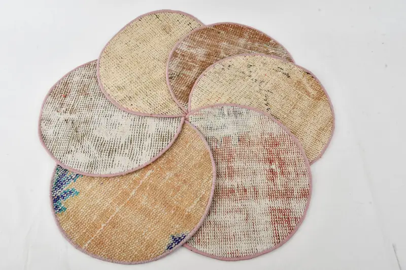 Elegant Beige and Brown Woven Coaster, Unique Natural Placemat
