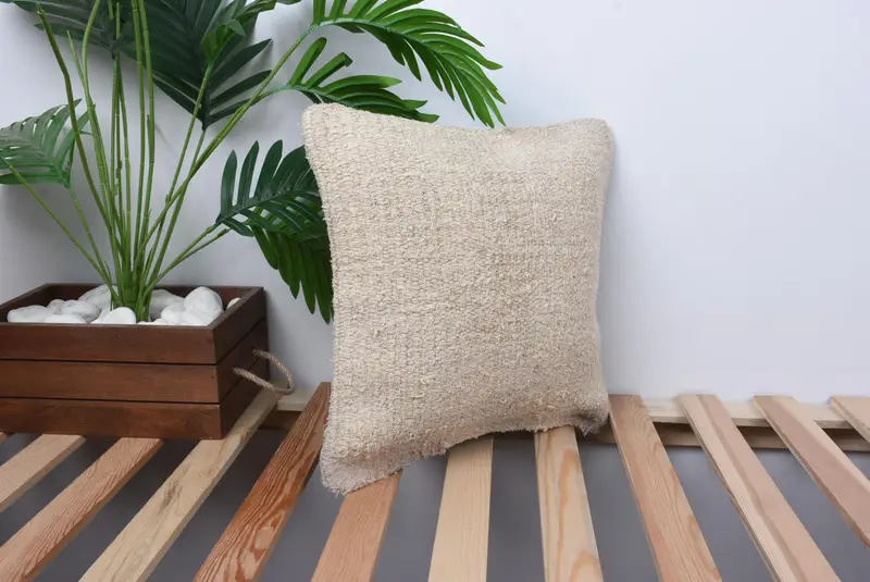 Accent Throw Pillow Case, Gift Pillow, 14x14 White Pillow Cover, Pillow, Kilim Cushion Sham, Vintage Kilim Pillow, Turkish Bench Cushion Cover - 4